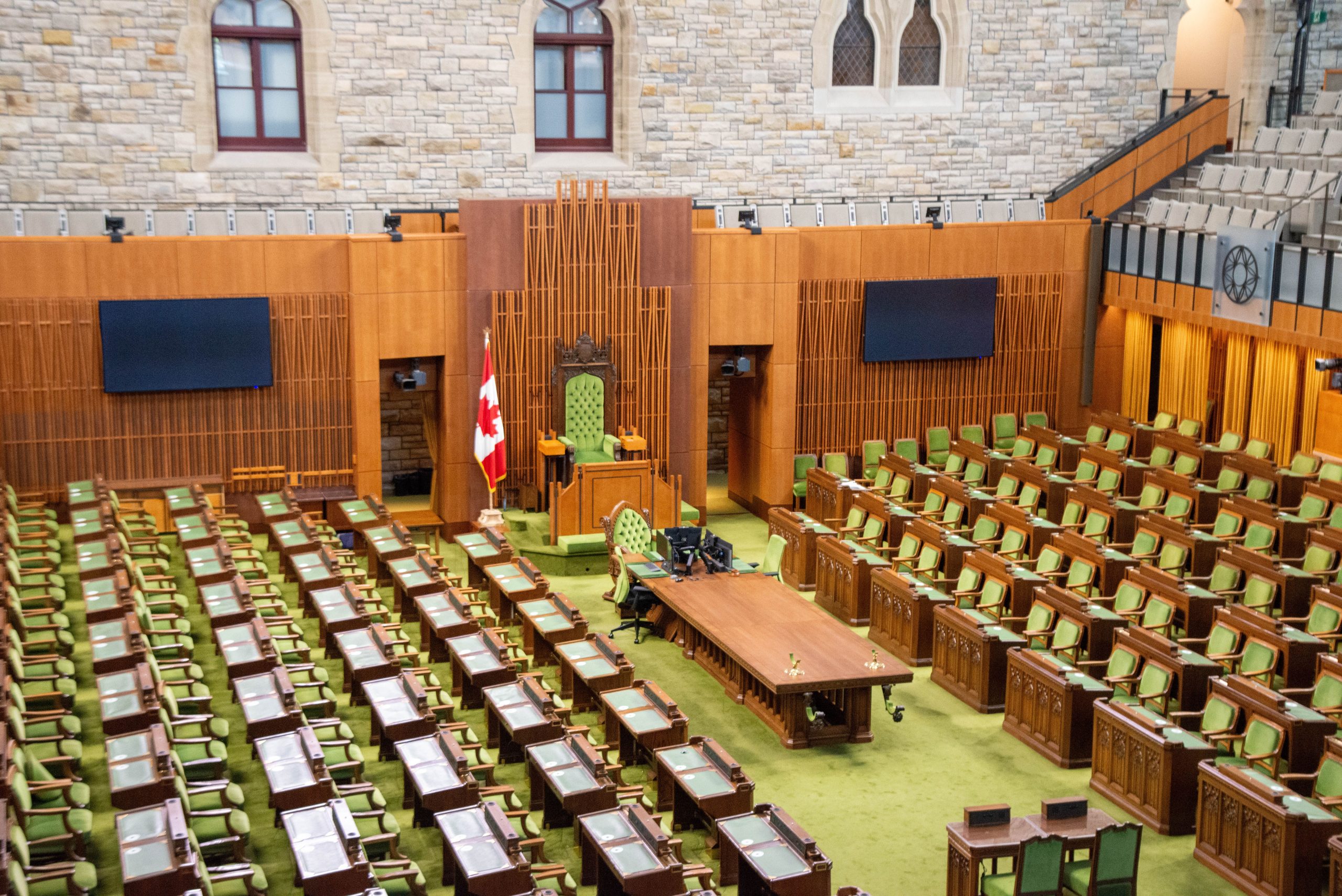 Chambre des communes canadienne avec sièges verts